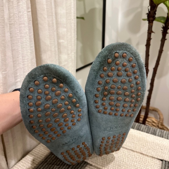Tods Women’s Loafer Moccasins Driving Moc Teal Turquoise Suede 6.5 Designer - Picture 4 of 9